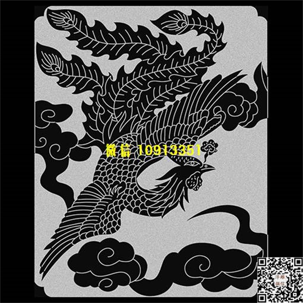 精雕图163凤凰栏板精雕图线雕图线条图单线铣底图_电脑雕刻plt文泰矢量图精雕图浮雕图